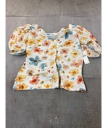 NWT Anthropologie Puff-Sleeve Scoop-Neck Top Sieze Medium - Yellow Motif - $621.51 MXN