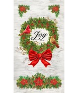 24&quot; X 44&quot; Panel Joyful Christmas Holidays Cardinal Cotton Fabric Panel D... - $14.84 CAD