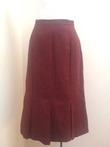 Vintage Skirt Sz 10 Fits XS/S Red Black Houndstooth Pleated - $21.54