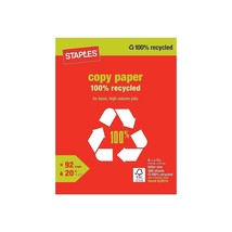 Staples 100% Recycled Copy Paper 8 1/2&quot; x 11&quot; Ream 620016 - £23.46 GBP