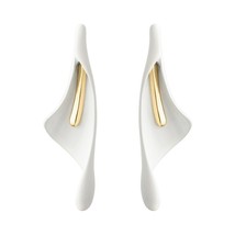 Abstract White Calla Lily Flower Drop Earrings For Women Gifts Minimalist Brand  - £6.68 GBP