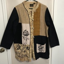 Vintage 90s Allure Jacket Womens Size XL Abstract Patchwork Embroidered ... - £20.74 GBP