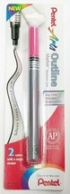 NEW SEALED Pentel Dual-Color Outline Marker Pen PINK SILVER Metallic MSP... - £5.11 GBP