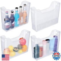 Beeveer 4 Pc Plastic Freezer Organizer Bins w/ Wheels, Tall Narrow Pantr... - $51.94