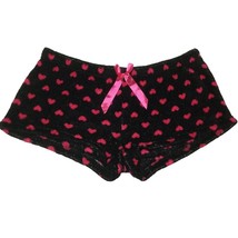 Sleep &amp; Co Womens Juniors  Valentines Sleep Shorts Size L Red Hearts Black - £9.57 GBP