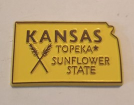 Kansas die cut rubber fridge magnet yellow brown Topeka sunflower State ... - $9.71