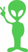 Alien Peace Sign (4&quot; Lime Green) Friends UFO Vinyl Decal Window Sticker - $4.94