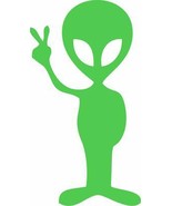 Alien Peace Sign (4&quot; Lime Green) Friends UFO Vinyl Decal Window Sticker - $90.84 MXN