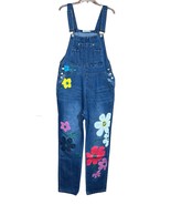 Misslook L Painted Flower Daisy Hippie Boho Denim Jean Bib Overall Strai... - $49.49