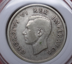 South Africa 1941 George VI Rex Imperator 2 Shillings Silver Coin - $23.51