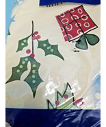 Round Holiday Christmas Party Vinyl Tablecover White Blue Red Green Designs - £10.35 GBP