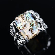 Creative Butterfly Abalone Shell Ring Fashion Lady Silver Color Engagement Weddi - £7.06 GBP