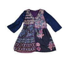 Soft Surroundings All Together Top blue purple tunic beaded embroidered M - $38.61