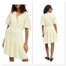 Scotch &amp; Soda Yellow Midi Length Paneled Gathered Dress Women’s Size Lar... - $19.33