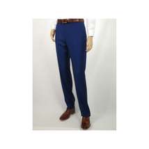 Mens Mantoni Flat Front Trousers Wool Super 140s Classic Fit 40901 French Blue image 4
