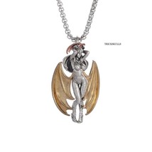 Winged Devil Woman Demon Girl Punk Gothic Anime Pendant 60cm Stainless B... - £12.25 GBP