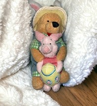 DISNEY WINNIE THE POOH AND PIGLET EASTER BONNET &amp; EGG BEANIE PLUSH anima... - $14.80
