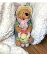 DISNEY WINNIE THE POOH AND PIGLET EASTER BONNET &amp; EGG BEANIE PLUSH anima... - $14.80