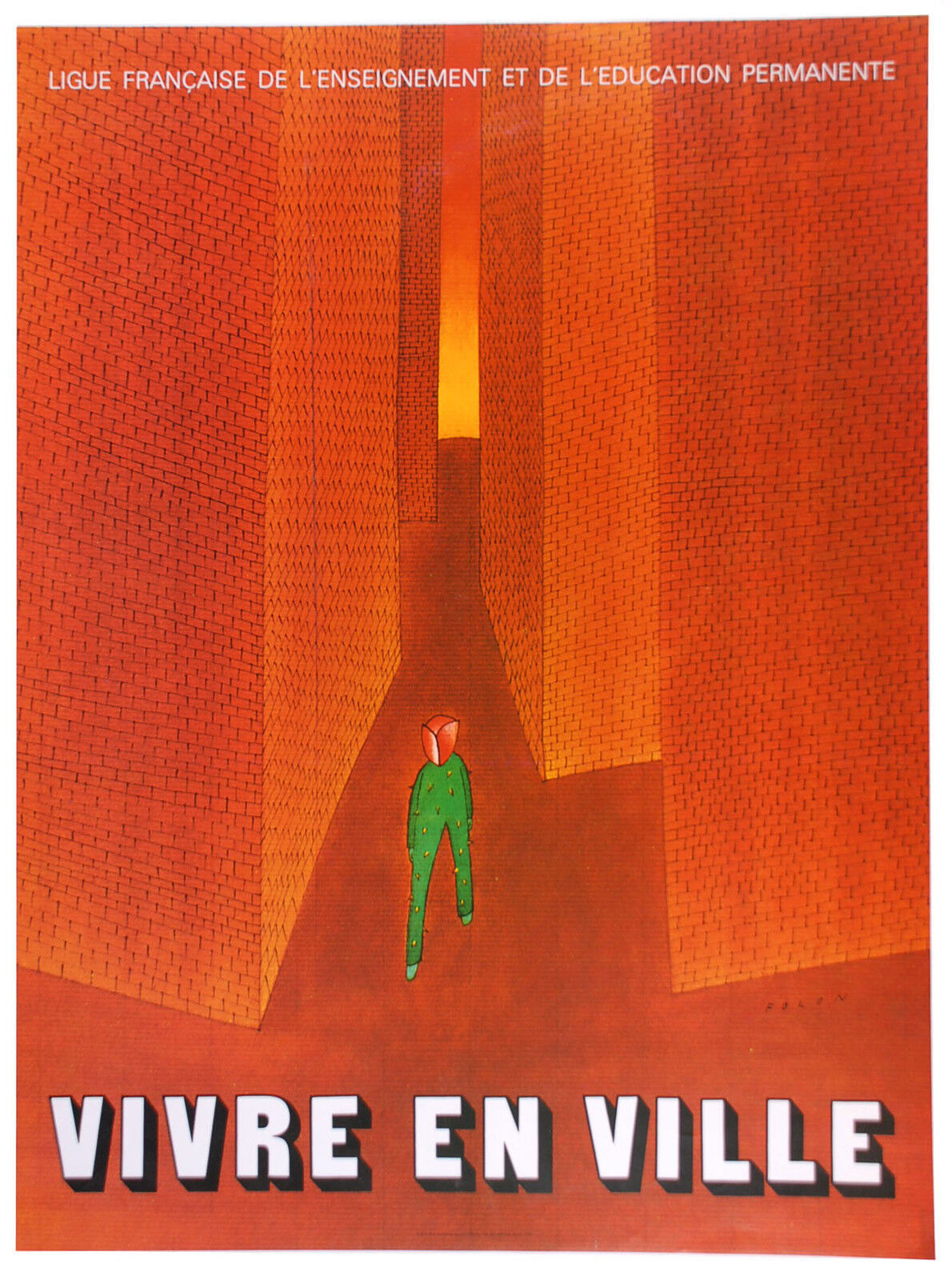 Jean-Michel FOLON Vintage Poster Vivre en ville 1971 - $139.90