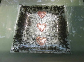 Beatriz Castro Fused Art Glass Dish Dichroic Iridescent Copper Hearts England - £18.66 GBP