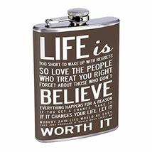 Life Short Hip Flask Stainless Steel 8 Oz Silver Drinking Whiskey Spirits Em1 - £7.95 GBP