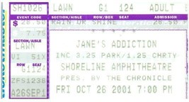 Vtg Jane&#39;s Addiction Ticket Stub Octobre 26 2001 Mountain View California - $34.64