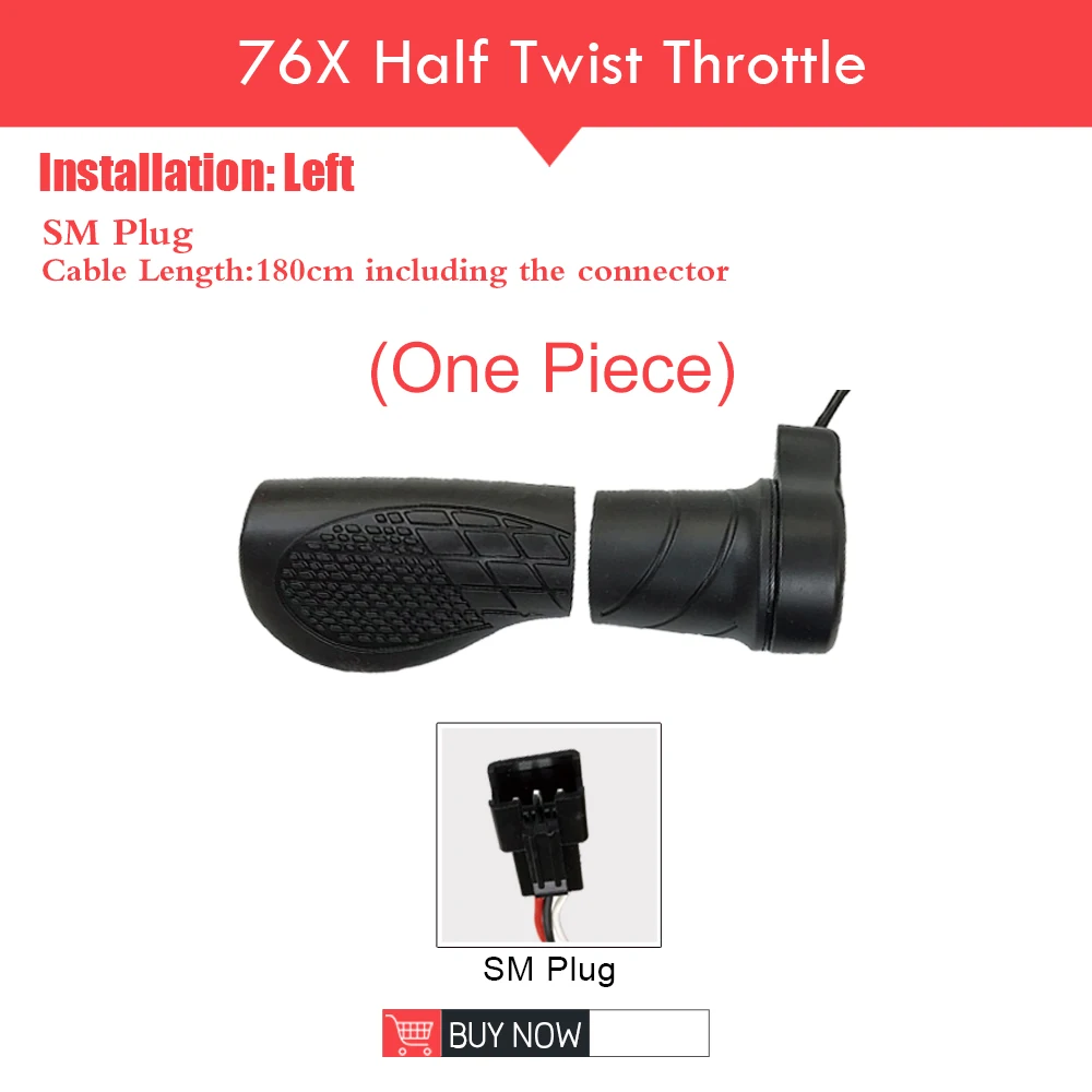 Wuxing Left Side FT76X Half Twist Throttle Ebike 24V-72V Waterproof/SM Connector - £89.92 GBP
