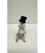 WHITE CHINA POODLE WITH TOP HAT AND PINK AND GOLD TRIM Japan - $19.75