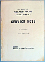 Roland EP-30 Electronic Piano Original Vintage 1974 Service Notes Bookle... - £38.93 GBP