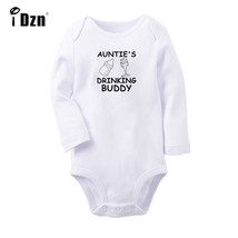 Auntie&#39;s Drinking Buddy Print Baby Bodysuit Newborn Romper Toddler Jumpsuit Sets - £8.69 GBP