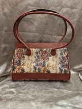 Vintage Etienne Aigner Floral And Leather Handbag With Double Handles - $19.30