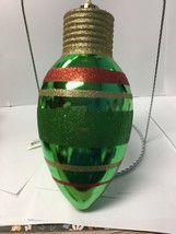 ex15311B glass ornament large bulb 10” x 5” looks like C-7 green see pic... - $272.75 MXN