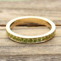 0.20Ct Round Cut Peridot Half Eternity Wedding Ring Band 14K Yellow Gold Finish - £57.53 GBP