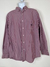 Chaps Easy Care Men Size XL Red Striped Button Up Shirt Long Sleeve Pocket - £6.03 GBP