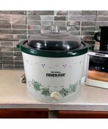 TESTED RIVAL 2.5 Qt Crockpot Green Grape Vine Pattern Stoneware Slow Coo... - $21.22