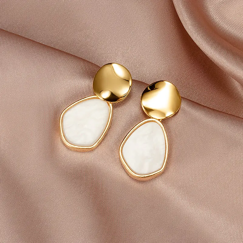 New Korean Statement Earrings for women White Cute Arcylic Geometric Dangle Drop - £12.93 GBP
