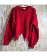 NO BOUNDARIES Red Chunky Cropped Fringed Sweater Pullover XXXL 3X - $330.58 MXN