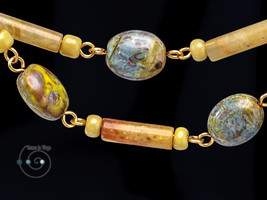 boho necklace, Czech glass, Soochow jade, handmade in USA, ooak - £22.82 GBP
