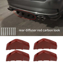 4PCS Rear Bumper Diffuser Fin Spoiler Lip 4 Wing Splitter Carbon Fiber Red - £10.90 GBP