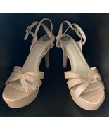 NEW Vince Camuto Peppa Leather Platform Sandals Sz 9.5M 39.5 Color Beige /Brown - $49.49