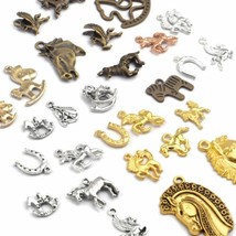 60 Horse Charms Assorted Pendants Silver Bronze Copper Mixed Lot Equestrian Bulk - £18.20 GBP