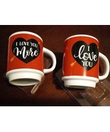 Set Of 2 Valentines Day Coffee mugs I LOVE YOU &amp; I LOVE YOU MORE (Y142) - $18.53