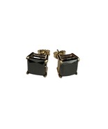 14K Yellow Gold Princess Black Diamond Push Back Stud Earrings 6.50ctw - $2,771.98