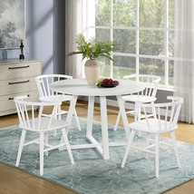 Edo White Wood 5-Piece Dining Set - Trestle Table &amp; Chairs - $691.99