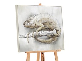 Modern Art Canvas Painting, Chameleon Painting, textured abstract painti... - £436.65 GBP