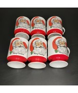 Vintage Lefton Santa Cups SET OF 6 Lefton 7235 Pedestal Santa Cups Foote... - £35.85 GBP