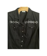 Vintage Club Z Demin Blouse Women&#39;s Size 3X Shirt Black 3/4 Sleeve Metal... - $257.07 MXN