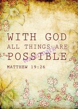 POPULAR BIBLE VERSE SCRIPTURE MATTHEW &quot;WITH GOD ALL THINGS ARE POSSIBLE&quot;... - $8.90