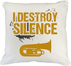 Make Your Mark Design I Destroy Silence. Musician White Pillow Cover for Wind or - £19.41 GBP+
