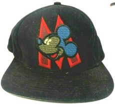 Disney Mickey Mouse Black Baseball Cap Hat Blue Red Embroidered Logo VTG... - $16.98